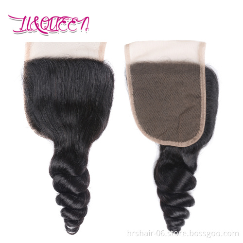 Raw Indian Temple Remy Hair,Unprocessed Indian Loose Wave Human Hair Closure